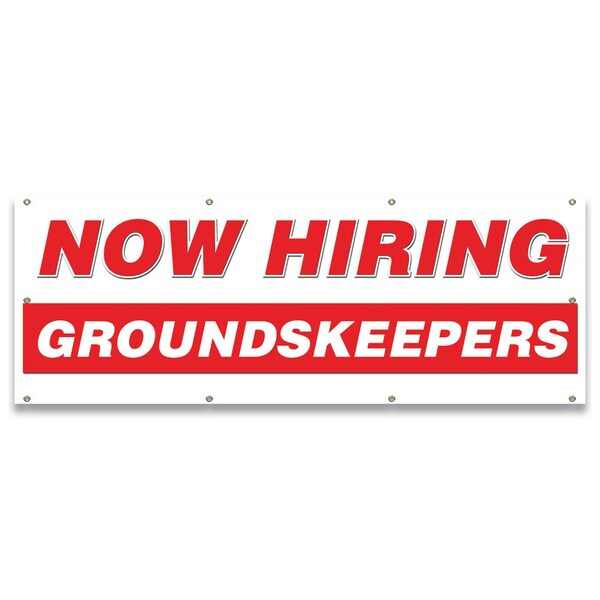 Now Hiring Groundskeepers Banner Apply Inside Accepting Application Single Sided